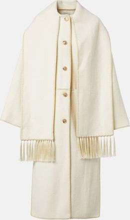 Toteme Fringed embroidered wool scarf coat