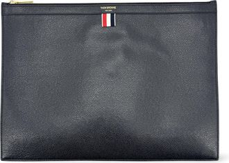 Thom Browne Grain Leather Document Holder Large Navy