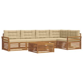 vidaXL Conjunto De Sof&aacute;s De Exterior Con Coj&iacute;n 6 Pcs Natural Y Beige Vidaxl