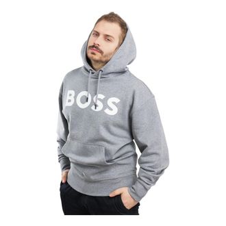 HUGO BOSS Hoodies & sweatvesten, Heren, Grijs, XL, Katoen, Logo Print Hoodie