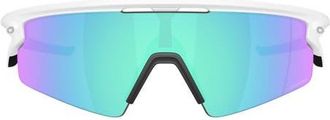 Oakley Sphaera Strike Rectangular Shield Sunglasses in Matte White /Prizm Sapphire at Nordstrom