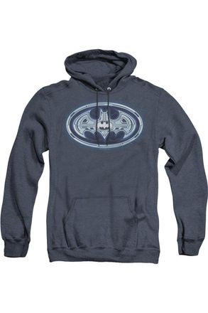 Gildan Batman Cyber Bat Shield Adult Heather Hoodie / Hooded Sweatshirt