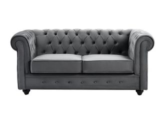 VENTE-UNIQUE.COM Sof&aacute; fijo terciopelo 2 plazas gris antracita 165x88cm