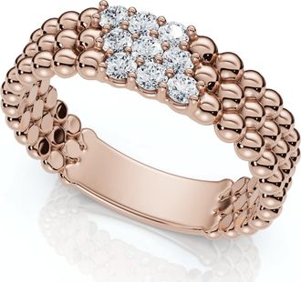 Pompeii3 Three Row Beaded Diamond Stackable Ring 14k Gold or Platinum Lab Grown