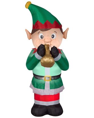 National Tree Company 6Ft Inflatable Trumpet Playing Elf