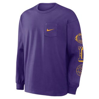 Nike LSU Academic Max90 Pocket Nike Mens College Long-Sleeve T-Shirt in Purple | 04TA51LLSN-U1K