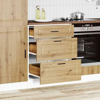 Berkfield Home Kitchen Base Cabinet Porto Artisan Oak Engineered Wood in Brown