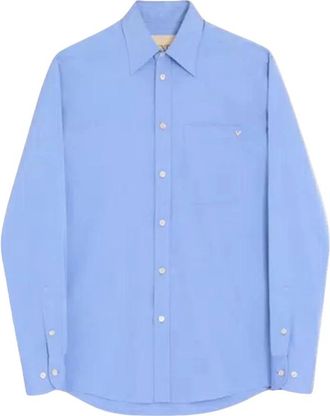 Valentino Vgold Lightweight Oxford Shirt - Heren - Casual Overhemden - Blauw - M - Katoen - Overhemden