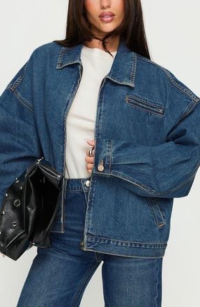 Princess Polly Riina Denim Bomber Jacket at Nordstrom, Size 10