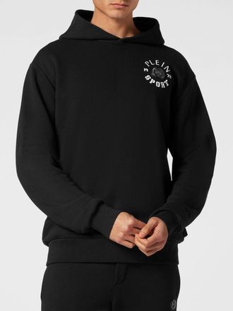 Plein Sport Felpa con cappuccio in misto cotone con spalle scese