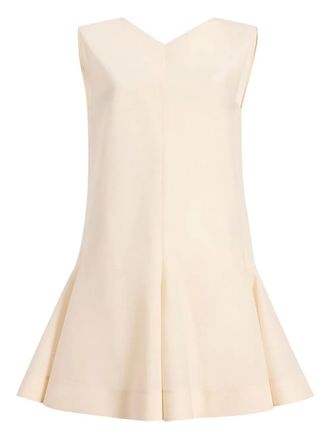 Khaite Mel V-neck sleeveless mini dress - women - Silk/Cotton - 4 - Neutrals