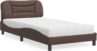 vidaXL Cama Con Colch&oacute;n Cuero Sint&eacute;tico Marr&oacute;n 100x200 Cm Vidaxl