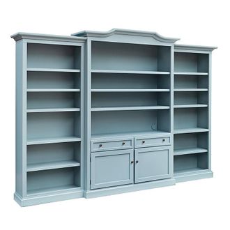 Ballard Designs Casa Florentina Josephina 3-Piece Large Center Wall Unit - Saturated Blue Gray - Ballard Designs