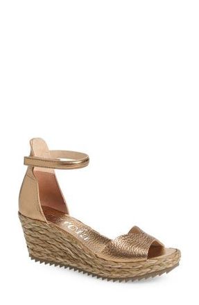 Pedro Garcia Feba Ankle Strap Wedge Sandal in Cava Cervo Lame at Nordstrom Rack, Size 7Us / 37Eu