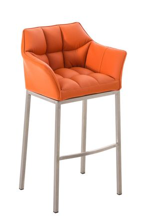 Clp Clp - Taburete De Bar Damaso Con Base De 4 Pies Naranja Acero Inoxidable