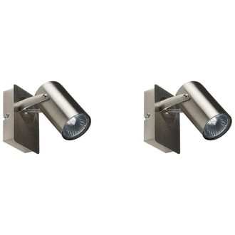 Beliani Conjunto De 2 L&aacute;mparas De Pared De Metal Plateado Focos Luz Orientable Klip