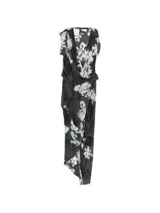 Vivienne Westwood Grey Floral Print Draped Wrap Dress