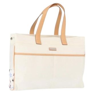 Burberry Pre-owned Tote Bags, female, White, Size: ONE SIZE Pre-owned Canvas Tote Bag