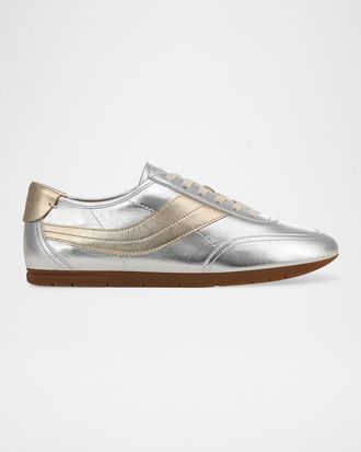 Vince LA Runner Metallic Leather Low-Top Sneakers