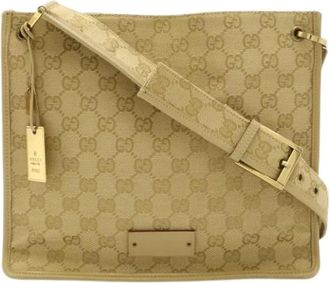 Gucci Pre-owned GG Canvas Shoulder Bag - Dames - Vintage Schoudertas - Beige - ONE Size - Leer - Vintage