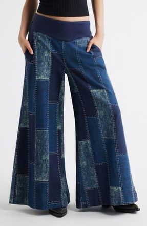Free People Patches Wide Leg Jeans in Indigo Patchwork at Nordstrom Rack, Size Small