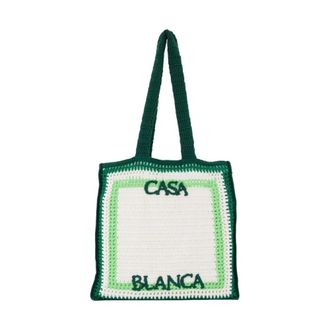 Casablanca Crochet Tote Bag - unisex - Shoppers - Groen - ONE Size - Katoen - Tassen