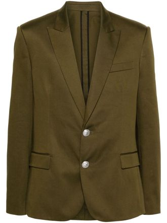 Balmain cotton single-breasted blazer - men - Cotton/Polyester/Cotton - 50 - Green