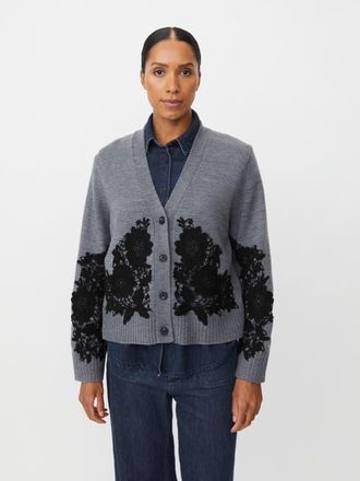 Masai Maleviane Floral Appliqu&eacute; Cardigan in M. Grey Mel. at Nordstrom, Size X-Small