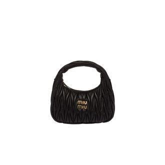 Miu Miu Wander Matelass&eacute; Nappa Leather Hobo Bag, Woman, Black