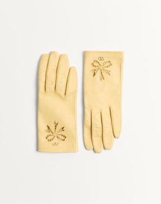 Valentino Garavani Vlogo Signature Nappa Gloves Woman BUTTER 7.5