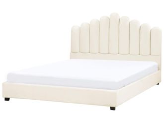 Beliani Cama matrimonial de tejido blanco 180x200