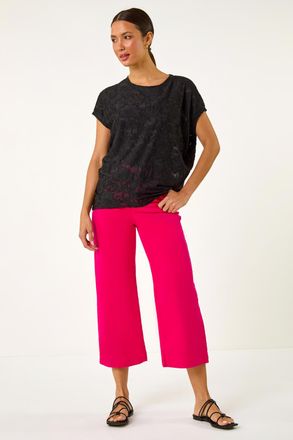 Roman Textured Floral Stretch Cocoon Top