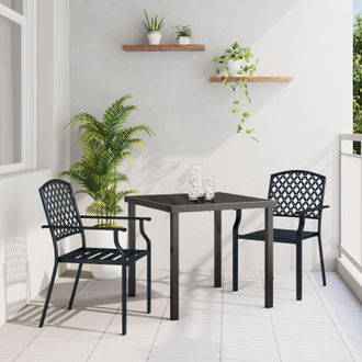 Berkfield Home 3 Piece Garden Dining Set Anthracite Steel in Black