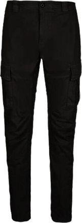 C.P. Company Slim-Fit Stretch Satijnen Cargobroek - Heren - Slim Fit Broeken - Zwart - S - Satijn - Broeken