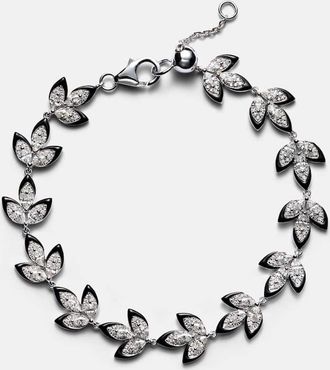 Kamyen Jewellery Enamel Leaf 18kt white gold bracelet with diamond