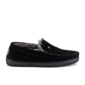 Warmbat Luxe Grizzly Suede Herensandaal - Heren - Loafers - Zwart - 41 EU - Wol - Schoenen