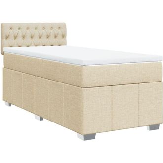 vidaXL Cama Box Spring Con Colch&oacute;n Tela Color Crema 90x200 Cm Vidaxl