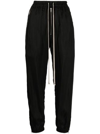 Rick Owens tapered drawstring track trousers - women - Cupro - 42 - Black