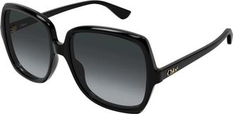 Chlo&eacute; Ch 0388S Rechthoekige Zonnebril - Dames - Zonnebrillen - Zwart - 59 MM - Nylon - Accessoires