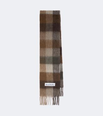 Acne Studios Checked fringed alpaca and wool-blend scarf
