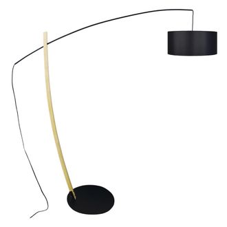 Tosel Lamp&aacute;ra de pie bois madera,metal Alt.190cm natural ;Pantalla: negro