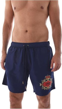 Cavalli Logo Print Zwembroek - Blauw - Heren - Strandmode - Blauw - M - Polyester - Badmode