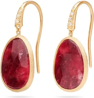 Marco Bicego Lunaria Charoite & Diamond Drop Earrings in Gold/thulite at Nordstrom