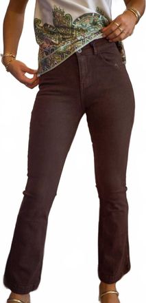 Q2 Skinny Flared Jeans With Double Button Detail In Brown