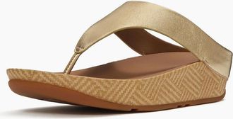 FitFlop Womens Fitflop Lulu Lux Graphic-Weave Toe-Post Leather Womens Platino Sandals - Gold - Size: 8