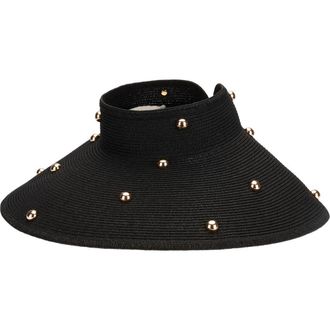 San Diego Hat Company Bead Accent Packable Wide Brim Visor in Black at Nordstrom Rack