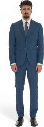 Paoloni Klassiek 2-knoops wollen pak - Heren - Business pakken - Blauw - 2XL - Wol - Kostuums