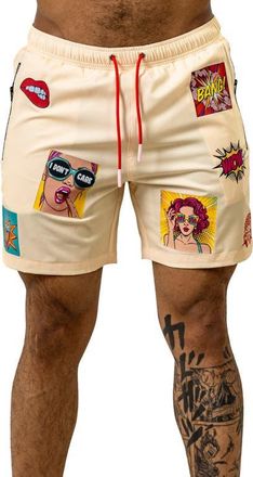 Maceoo Swim Marthyr Print Swim Trunks in Yellow at Nordstrom, Size 5
