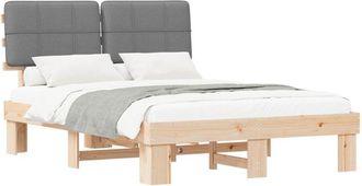 vidaXL Bed Frame with Upholstered Headboard Light Grey 160 x 200 cm vidaXL