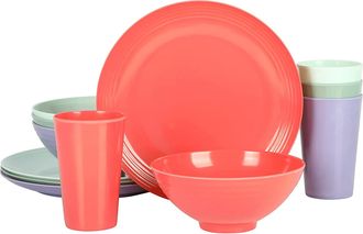 Gibson Home Zelly 12 Piece Round Melamine Dinnerware Set in Assorted Colors